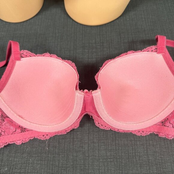 Vintage 34B Victoria's Secret Angels Bra Pink Lace Underwire Lined Demi Floral - Picture 7 of 10